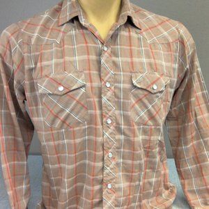 Vintage VIP Western Shirt Pearl Snap Long Sleeve Plaid Men's Medium